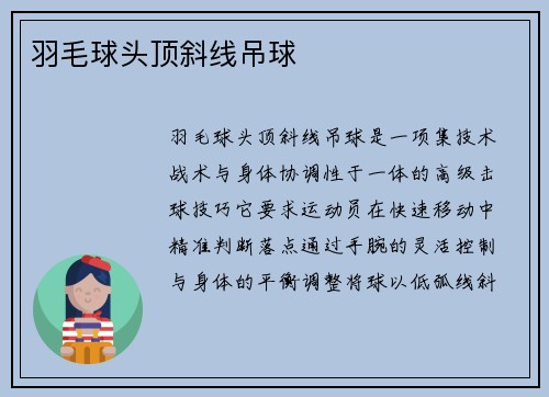 羽毛球头顶斜线吊球